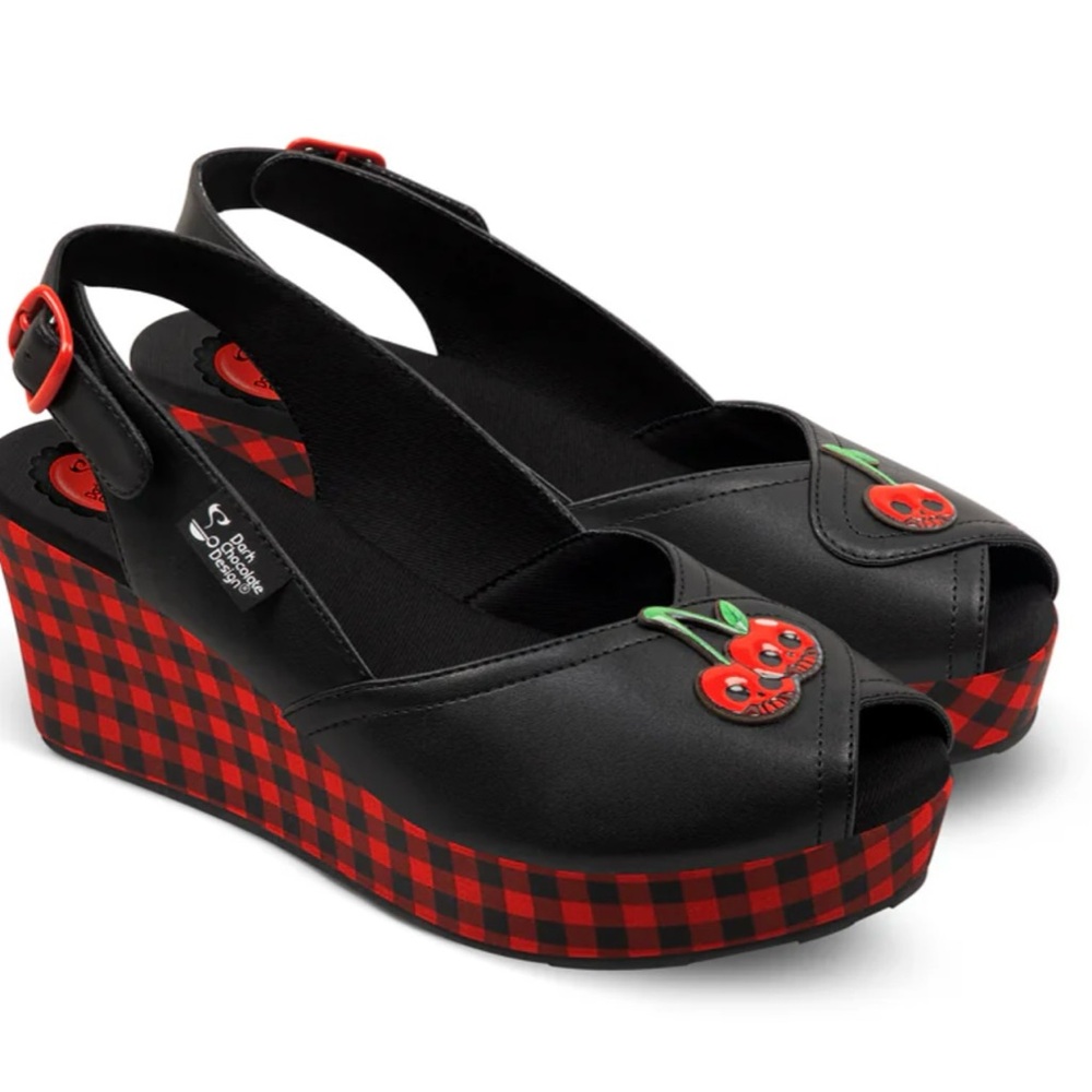 Chic Black and Red Platform Sandals